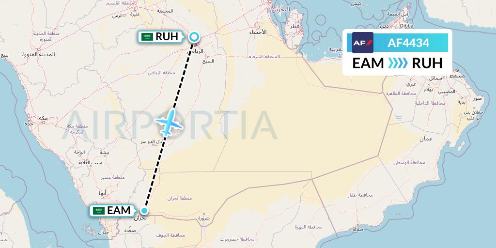 AF4434 Air France Flight Map: Najran to Riyadh