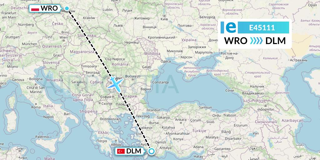 E45111 Estelar Latinoamerica C.A. Flight Map: Wroclaw to Dalaman
