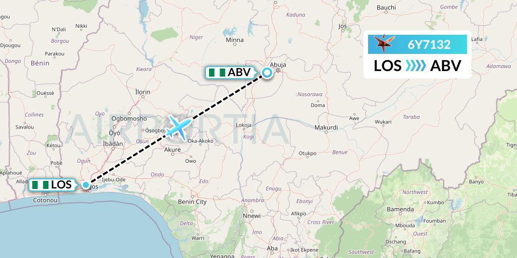 6Y7132 SmartLynx Flight Map: Lagos to Abuja