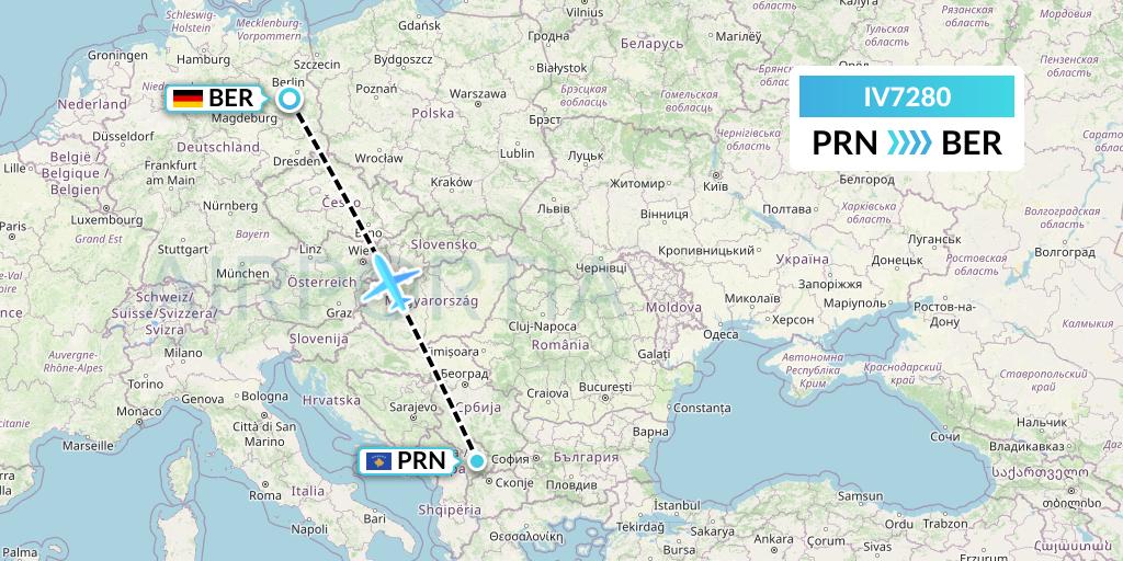 IV7280 VVB Aviation Malta Flight Map: Pristina to Berlin