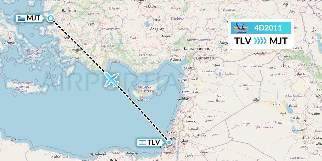 4D2011 Air Sinai Flight Map: Tel Aviv to Mytilene