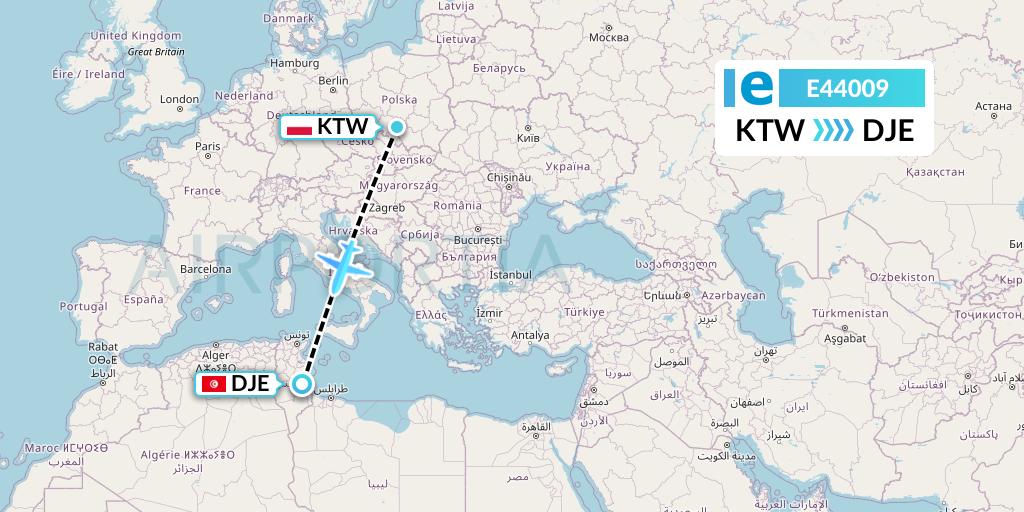 E44009 Estelar Latinoamerica C.A. Flight Map: Katowice to Djerba