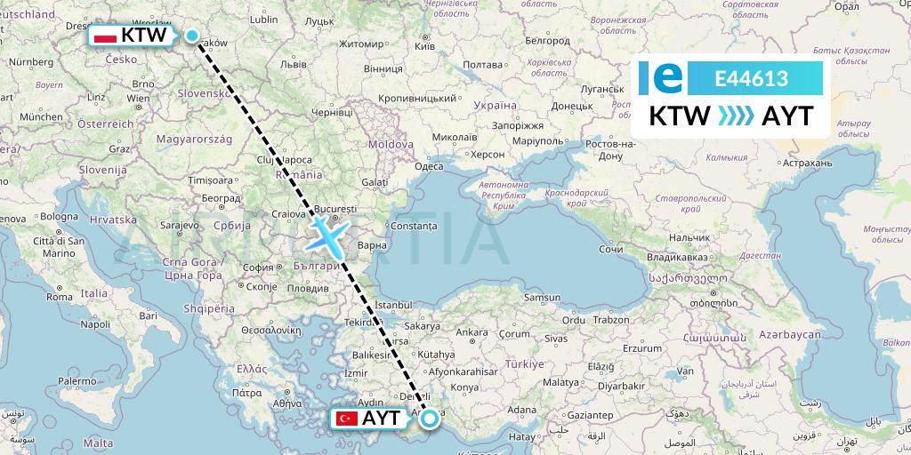 E44613 Estelar Latinoamerica C.A. Flight Map: Katowice to Antalya