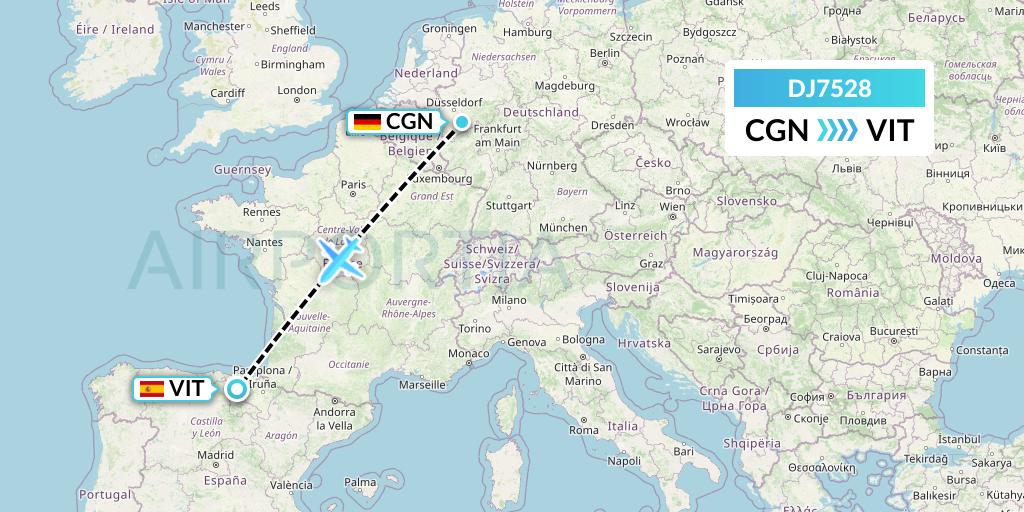 DJ7528 Air Djibouti Flight Map: Cologne to Vitoria