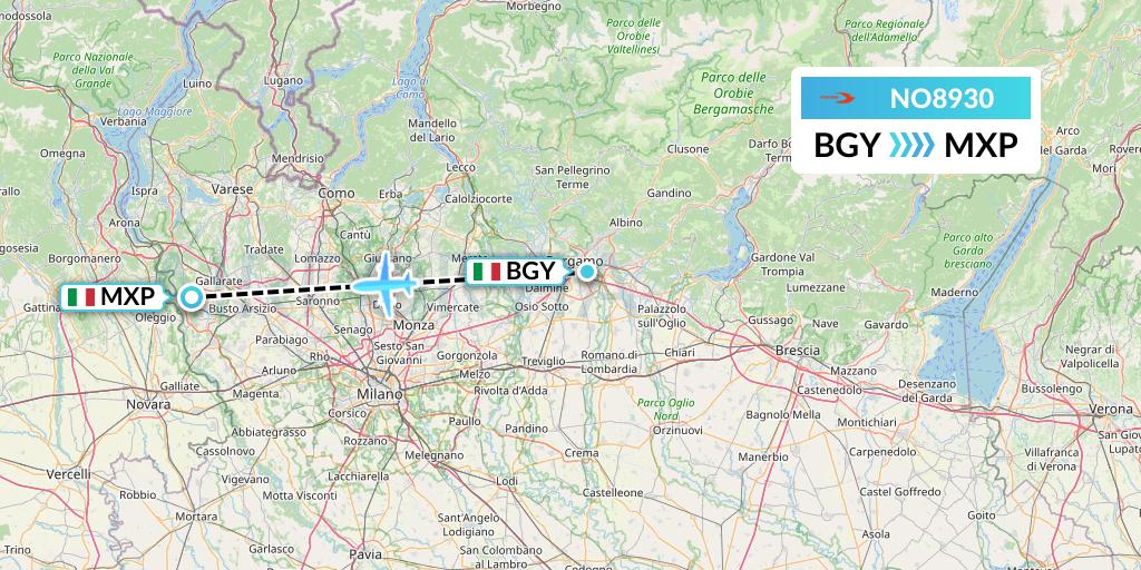 NO8930 Neos Flight Map: Milan to Milan