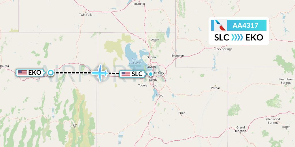 AA4317 American Airlines Flight Map: Salt Lake City to Elko