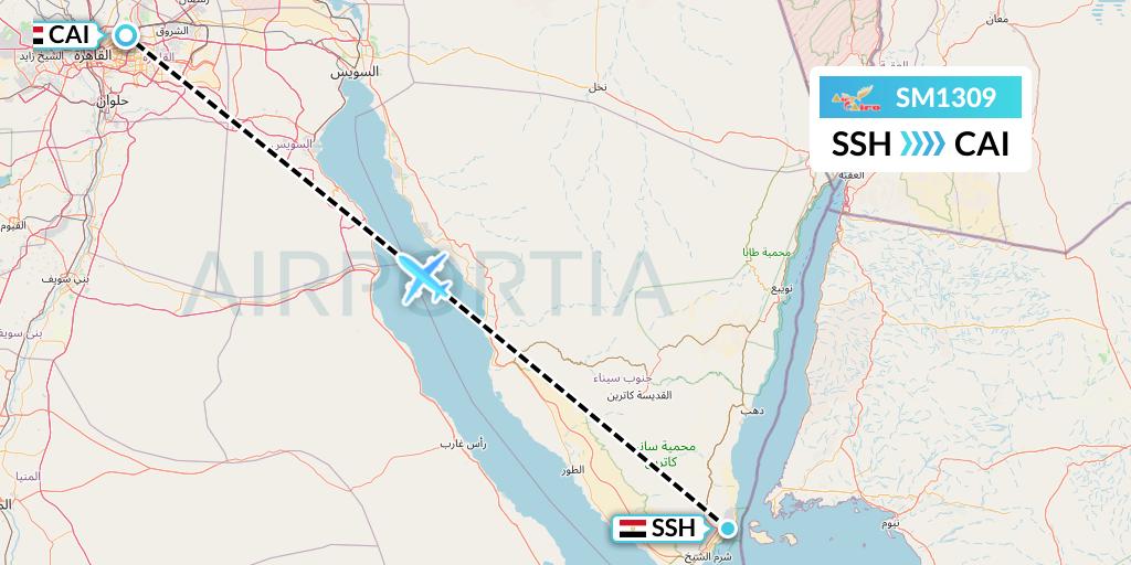 SM1309 Air Cairo Flight Map: Sharm el-Sheikh to Cairo