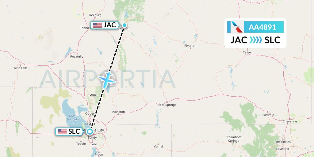 AA4891 American Airlines Flight Map: Jackson to Salt Lake City