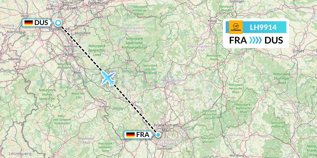 LH9914 Lufthansa Flight Map: Frankfurt to Dusseldorf