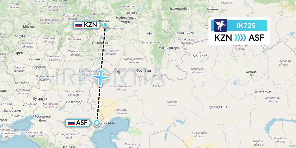IK725 Air Kiribati Flight Map: Kazan to Astrakhan