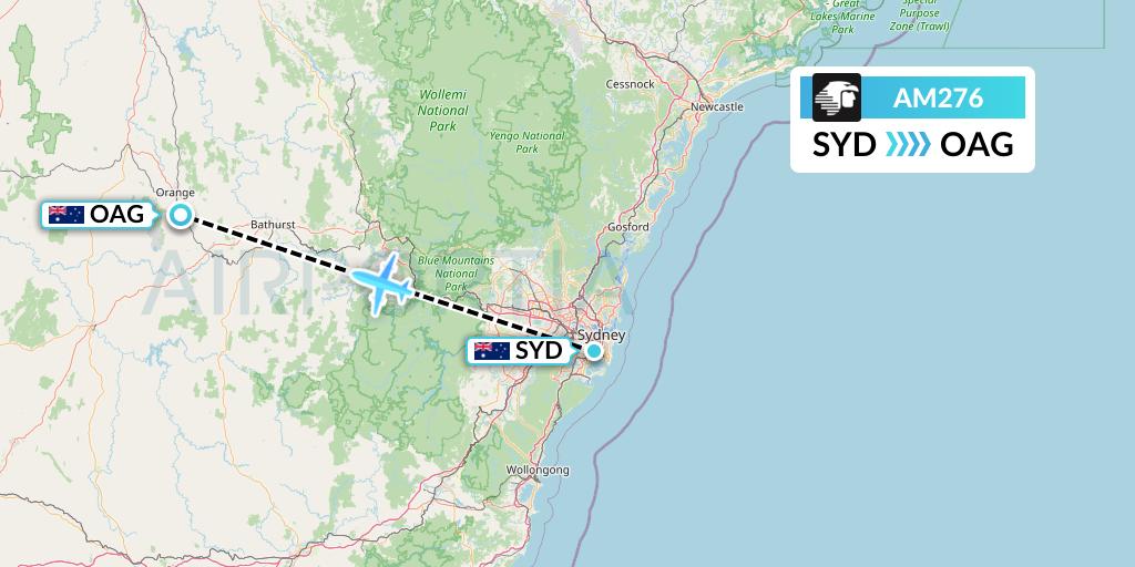 AM276 Aeromexico Flight Map: Sydney to Orange