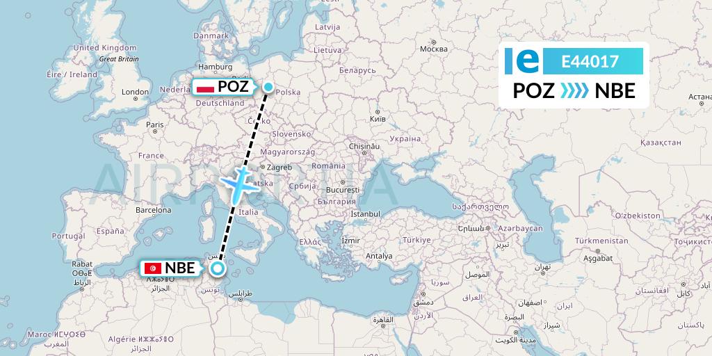 E44017 Estelar Latinoamerica C.A. Flight Map: Poznan to Enfidha