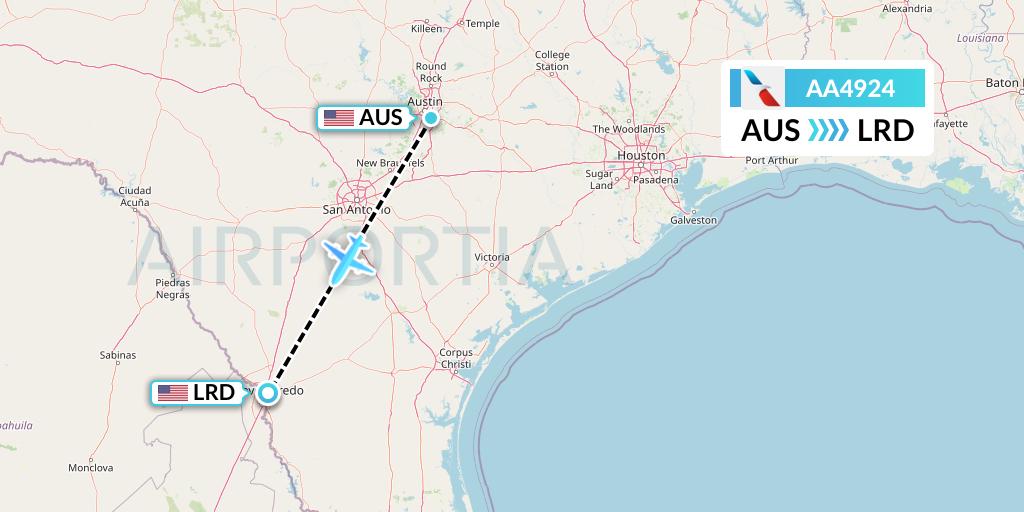 AA4924 American Airlines Flight Map: Austin to Laredo