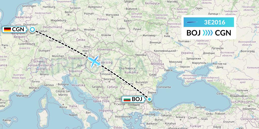 3E2016 Air Choice One Flight Map: Burgas to Cologne