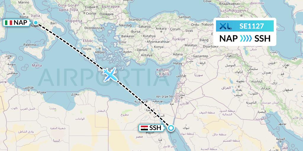 SE1127 XL Airways France Flight Map: Naples to Sharm el-Sheikh