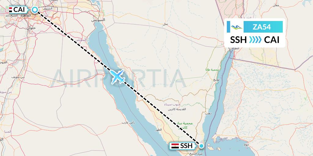 ZA54 Sky Angkor Airlines Flight Map: Sharm el-Sheikh to Cairo