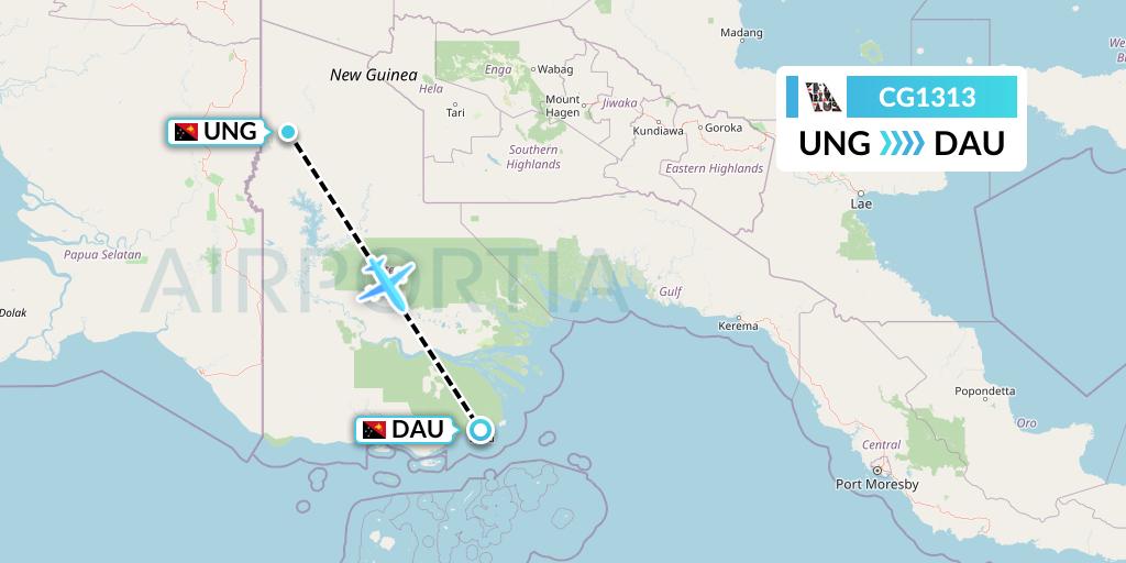 CG1313 Airlines PNG Flight Map: Kiunga to Daru