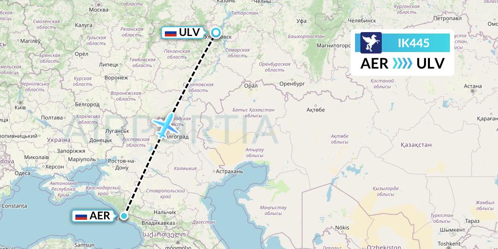 IK445 Air Kiribati Flight Map: Sochi to Ulyanovsk