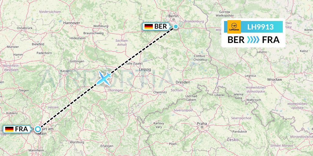 LH9913 Lufthansa Flight Map: Berlin to Frankfurt
