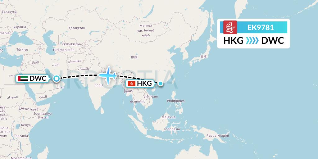 EK9781 Emirates Flight Map: Hong Kong to Dubai