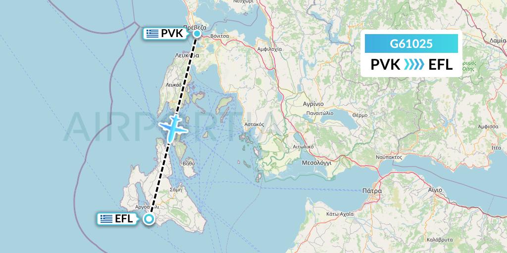 G61025 Fly Arna Flight Map: Preveza to Kefalonia