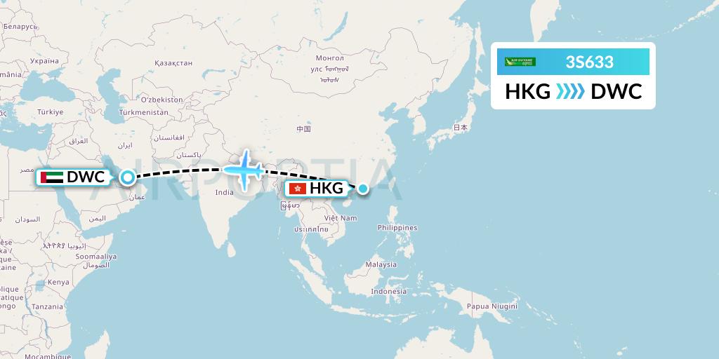 3S633 Air Antilles Express Flight Map: Hong Kong to Dubai