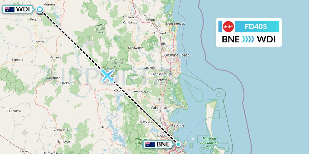 FD403 Thai AirAsia Flight Map: Brisbane to Australia