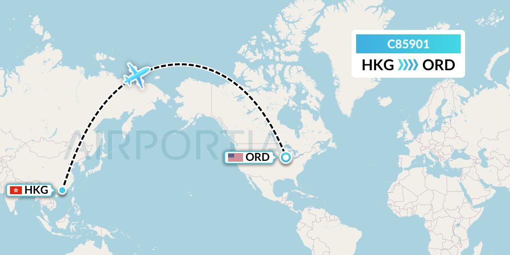 C85901 Cronos Airlines Flight Map: Hong Kong to Chicago