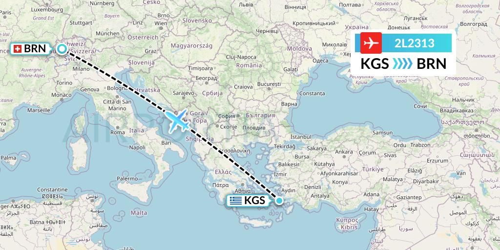 2L2313 Helvetic Airways Flight Map: Kos to Bern
