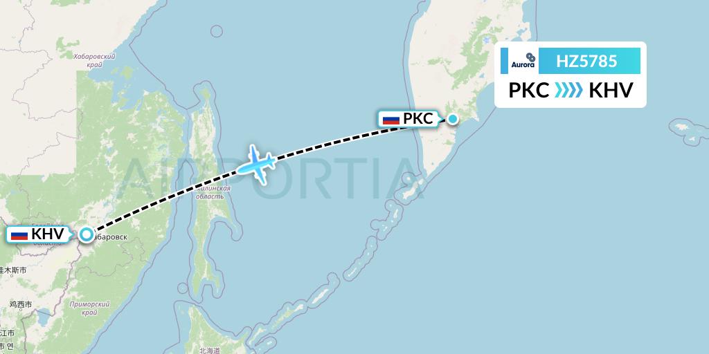 HZ5785 Aurora Flight Map: Petropavlovsk-Kamchatsky to Khabarovsk