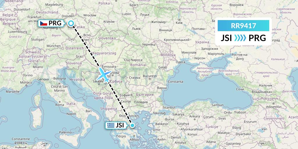 RR9417 Royal Air Force Flight Map: Skiathos to Prague