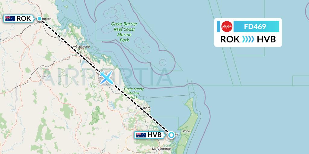 FD469 Thai AirAsia Flight Map: Rockhampton to Hervey Bay