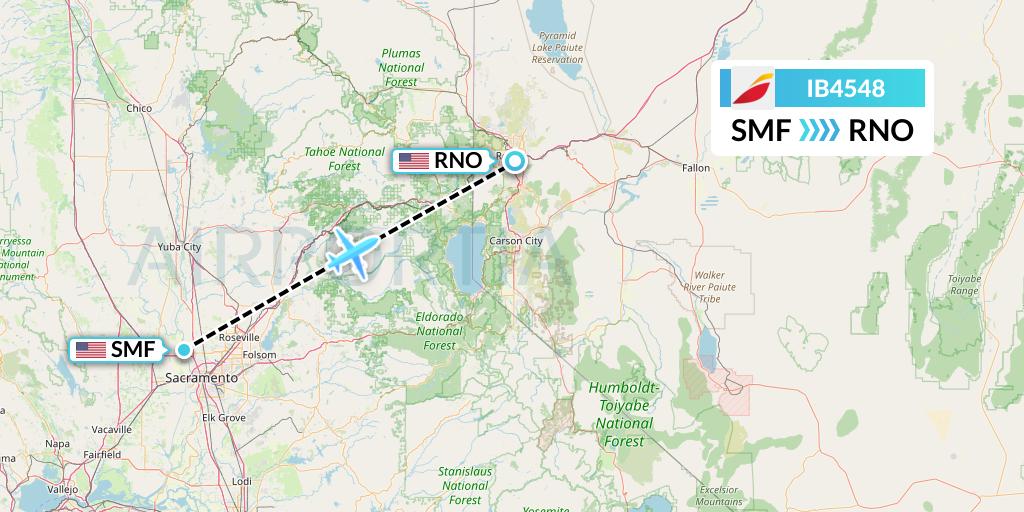 IB4548 Iberia Flight Map: Sacramento to Reno