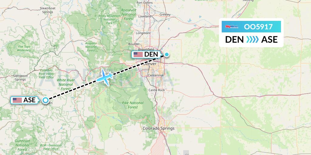 OO5917 SkyWest Airlines Flight Map: Denver to Aspen