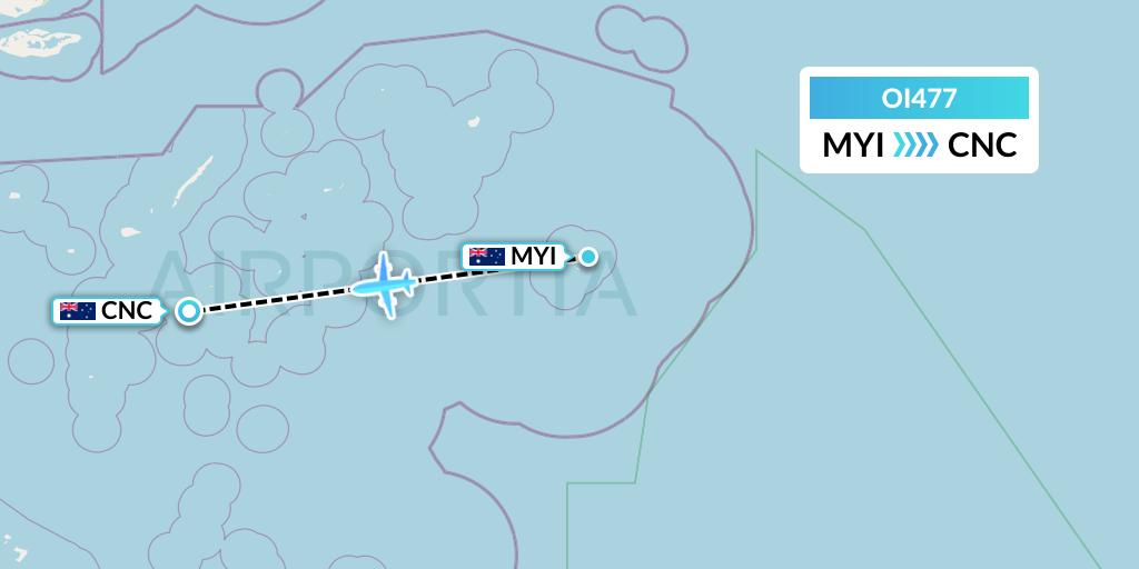 OI477 Hinterland Aviation Flight Map: Murray Island to Australia