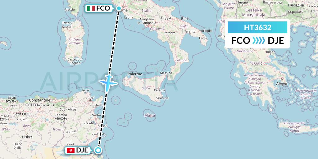 HT3632 Ningxia Cargo Airlines CO.,LTD Flight Map: Rome to Djerba