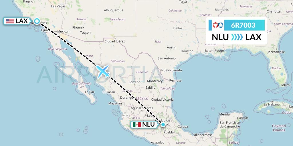 6R7003 Alrosa Flight Map: Reyes Acozac to Los Angeles