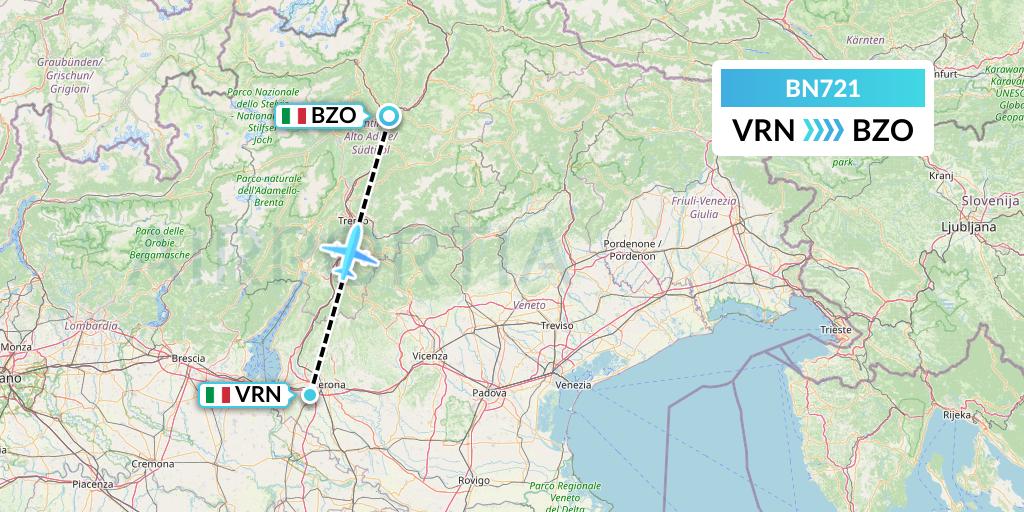 BN721 Forward Air International Airlines Flight Map: Verona to Bolzano