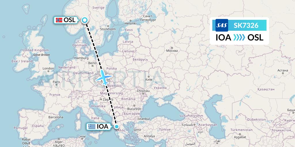 SK7326 SAS Flight Map: Ioannina to Oslo