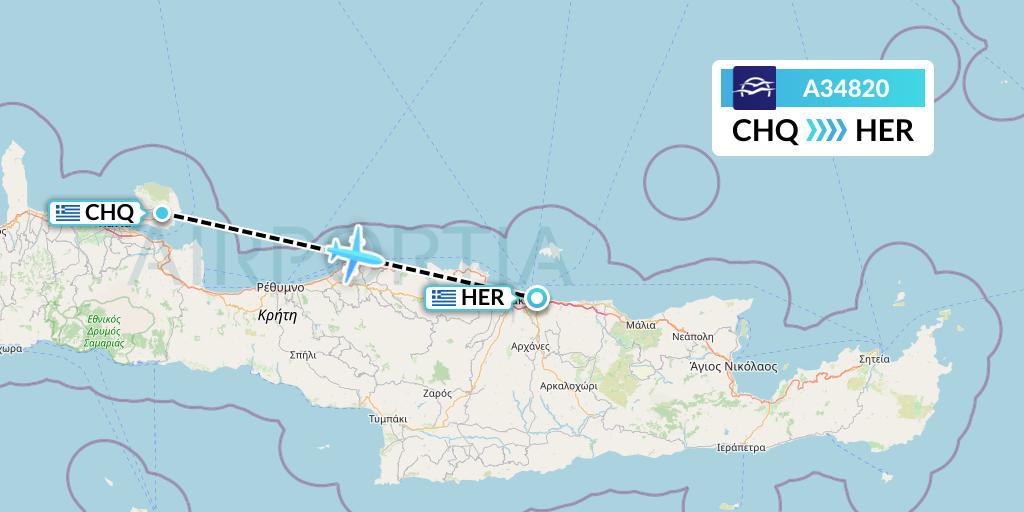 A34820 Aegean Airlines Flight Map: Chania to Heraklion