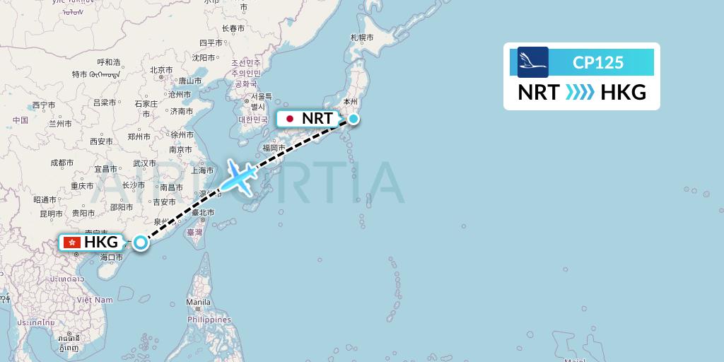 CP125 Compass Airlines Flight Map: Tokyo to Hong Kong