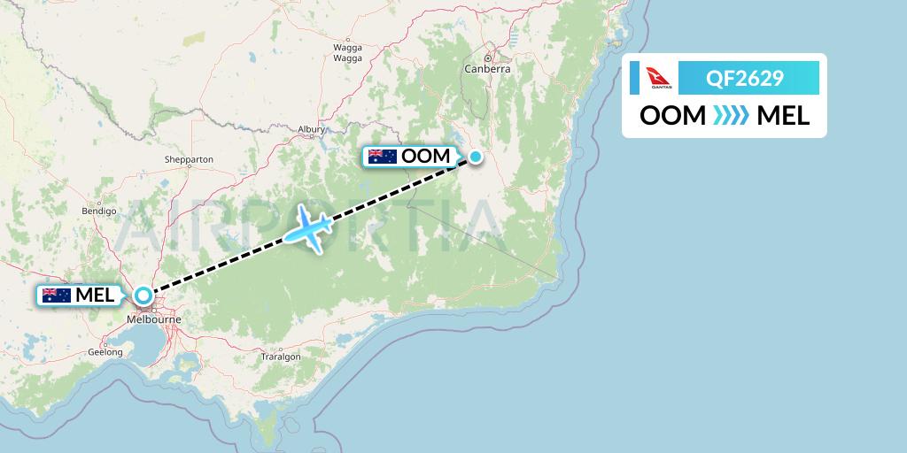 QF2629 Qantas Flight Map: Cooma to Melbourne