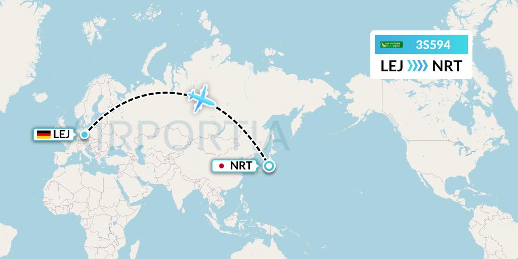 3S594 Air Antilles Express Flight Map: Leipzig to Tokyo