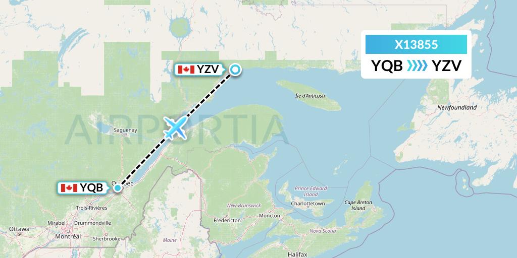X13855 Nik Airways Flight Map: Quebec to Sept-Iles