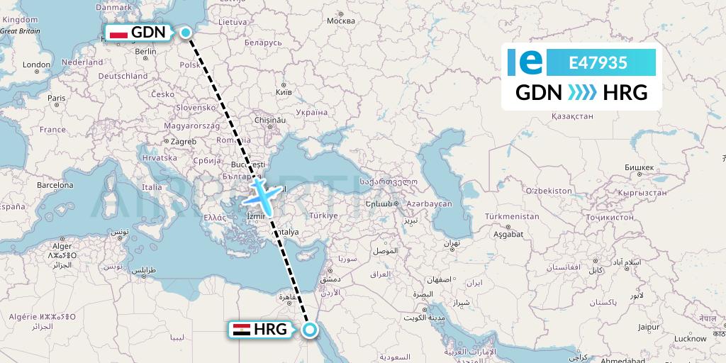 E47935 Estelar Latinoamerica C.A. Flight Map: Gdansk to Hurghada