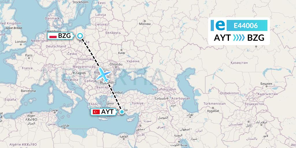 E44006 Estelar Latinoamerica C.A. Flight Map: Antalya to Bydgoszcz