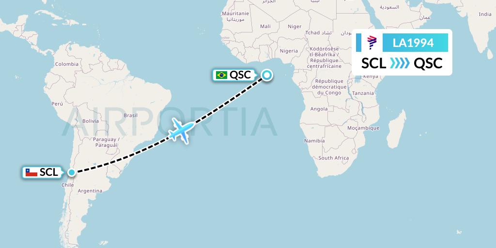 LA1994 LAN Airlines Flight Map: Santiago to Sao Carlos