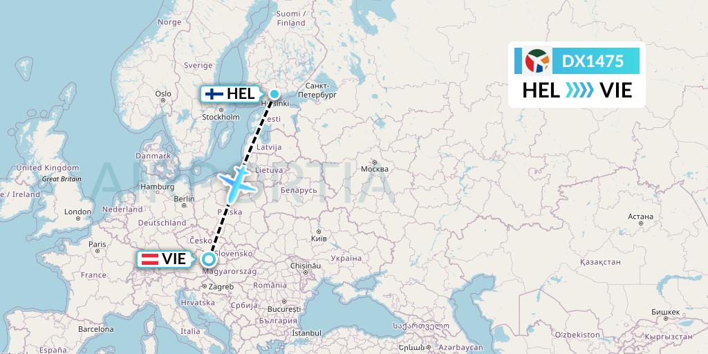 DX1475 Danish Air Transport Flight Map: Helsinki to Vienna