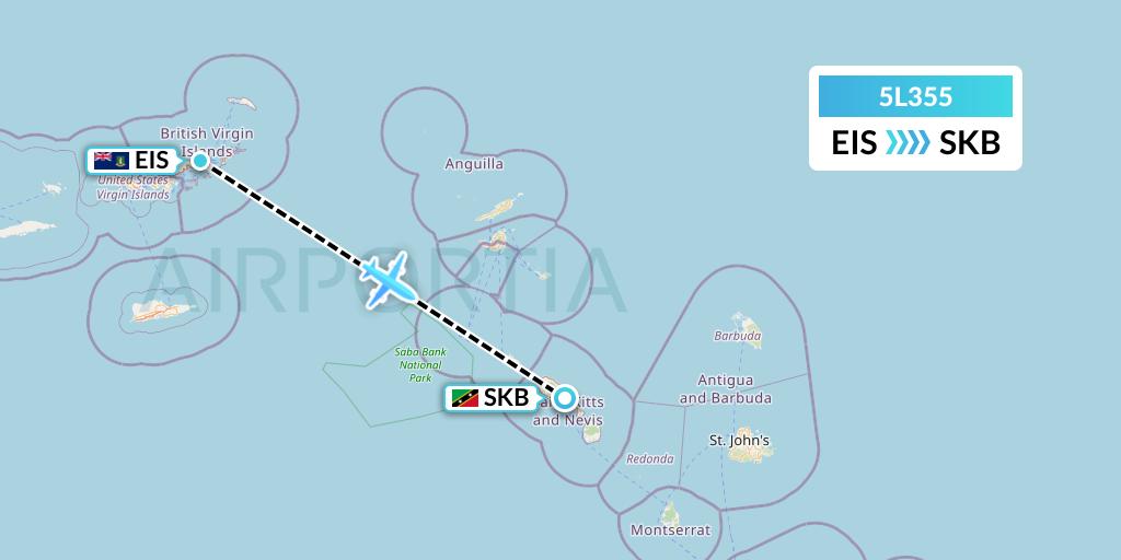 5L355 Fly Salone Airlines Limited Flight Map: Beef Island to Basseterre