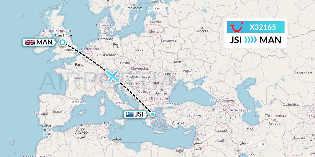 X32165 TUI fly Germany Flight Map: Skiathos to Manchester